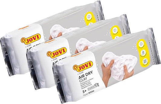 Jovi - Air Dry Modeling Clay, Set of 3 Units, 1.1lb Each, Total of 3.3lb, No Oven Needed, White Color, Pottery Clay for Arts and Crafts Projects (P85/3)