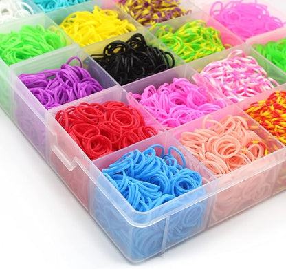 Rubber Bands 10,000pcs Rubber Loom Bands Barcelet Making Kit, 500pcs S-Clips,175pcs Colorful Beads, 24pcs Small Pendants in 1 Transparent Box(Color Set-A)