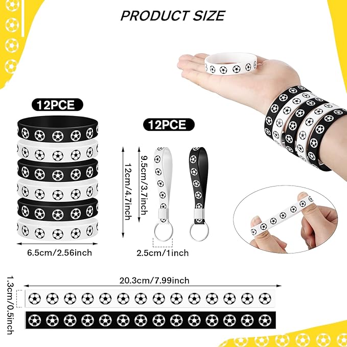 34 Pieces Soccer Party Favors 10 Soccer Drawstring Bags Sports Gym 12 Soccer Bracelet Wristband Silicone Rubber Bracelet 12 Soccer Keychains Soccer Team Gift for Men Women Sport