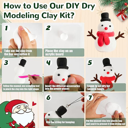Christmas Air Dry Modeling Clay Kids, DIY Polymer Clay Kit Ultra Light & Soft, Creatibles Play Dough Set Best Christmas Arts and Crafts Gifts for Kids Boys Girls Beginners