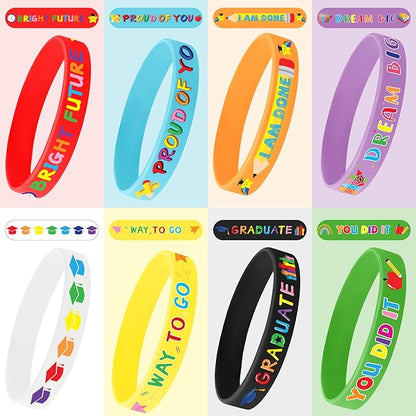 JUNEBRUSHS 24pcs Kindergarten Graduation Party Favors Silicone Bracelets Preschool Graduate Rubber Wristbands Supplies for Class of 2024 Graduation Kindergarten Preschool Party Favors Accessories