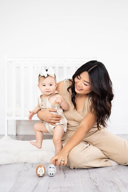 Pearhead Wooden Wobble Toy Set, Baby Tummy Time Montessori Toy, for Babies 6+ Months, Wobbler Toys for Learning, Baby Development Toy for Infants and Toddlers