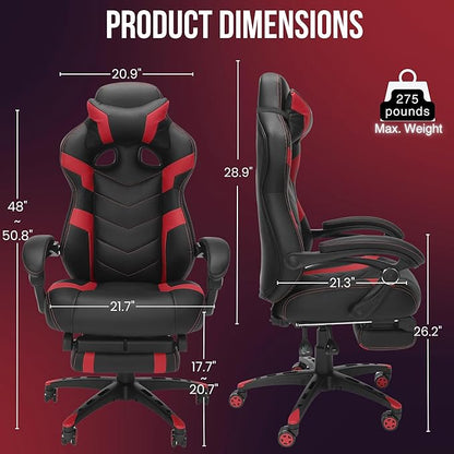 Gaming Chair High Back Ergonomic Racing Computer Desk with Comfortable Lumbar Support and Headrest Girl Gamer Height Adjustable