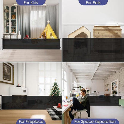 145 Inch Extra Wide Baby Gate for Extra Wide Openings Retractable Baby Gates for Doorways Outdoor Pet Gates for Dogs Indoor Large Baby Gate Retractable Gate Adjustable Large Dog Gate for Stairs, Black