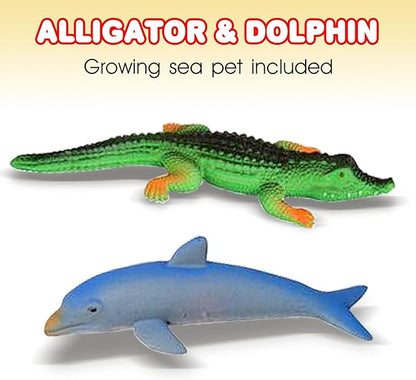 ArtCreativity Growing Sea Animals 6 Different Water Expanding Sea Creatures - Grows 6X Larger - Amazing Sensory Jelly-Like Toy - Fun and Educational Gift for Boys and Girls.