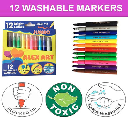 ALEX Art Jumbo Coloring Poster Princess with Markers - Giant Coloring Pages for Kids - Wall Coloring Posters for Kids - Large Coloring Sheets - Super Huge Coloring Poster - Big Coloring XL Floor Size