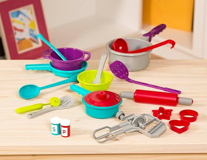 Battat – Pretend Cooking Set – Plastic Kitchen Toys – Play Dishes & Utensils-Toddler Cooking Set – 3 Years + (21 Pcs)