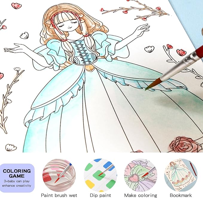 GOVOY Kids Fashion Design Drawing Book for Girls, Princess Dress-up Activity Book with Stickers, Poking, DIY Craft Kit, Kids Art Education Book