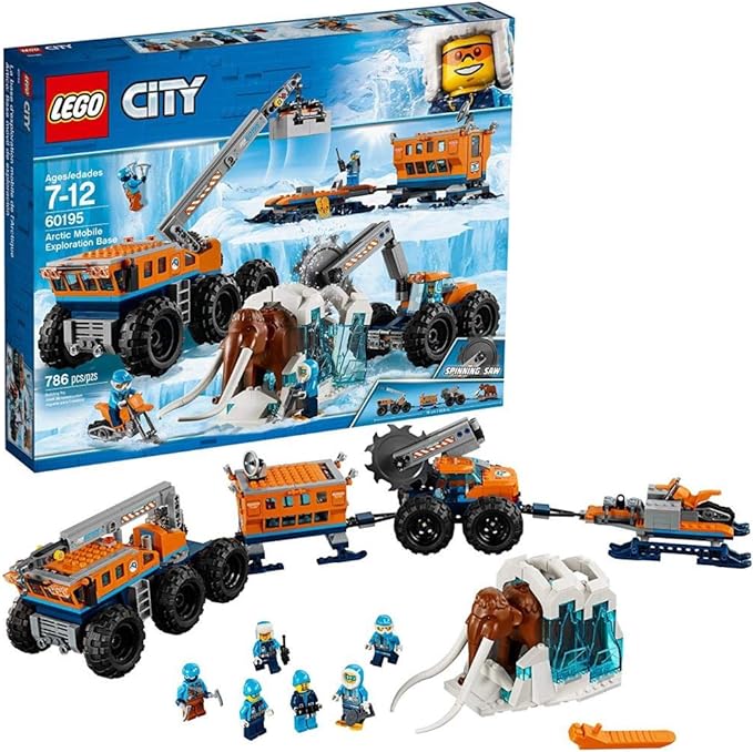 City Arctic Mobile Exploration Base Toy, Crane Vehicle Platform & Trailer, Construction Toys for Kids