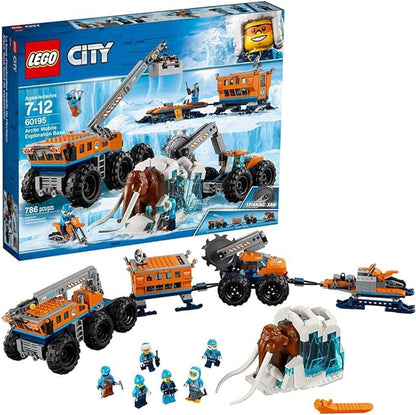 City Arctic Mobile Exploration Base Toy, Crane Vehicle Platform & Trailer, Construction Toys for Kids