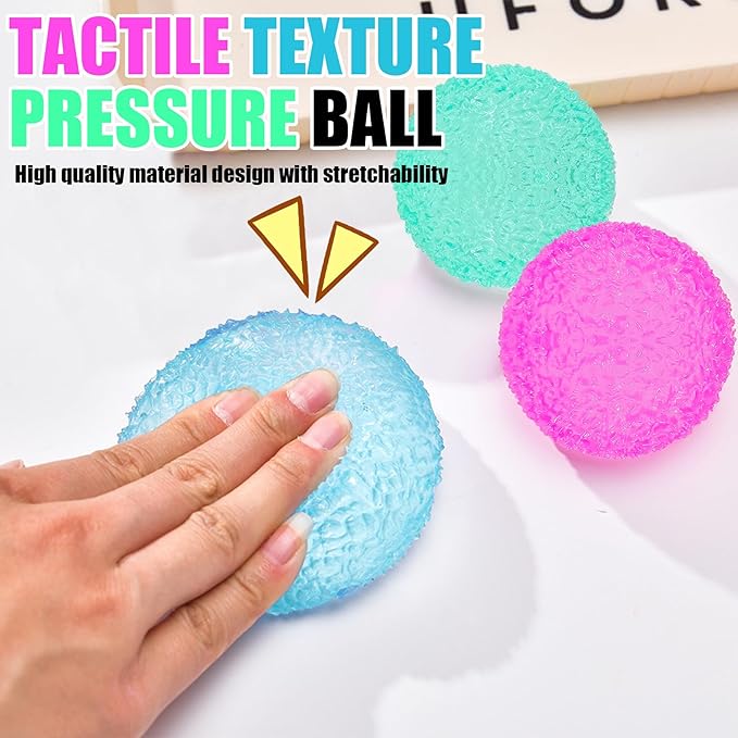 3Pc Big Soft Sensory Stress Balls, Textured Memory Gel Soft Fidget Toys, Large Sensory Soft Fidget Toy for Kids/Adults, Anxiety Relief Squeeze Ball for Autism/ADHD, Party Favors Gifts (Random Color)