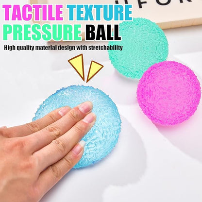 3Pc Big Soft Sensory Stress Balls, Textured Memory Gel Soft Fidget Toys, Large Sensory Soft Fidget Toy for Kids/Adults, Anxiety Relief Squeeze Ball for Autism/ADHD, Party Favors Gifts (Random Color)