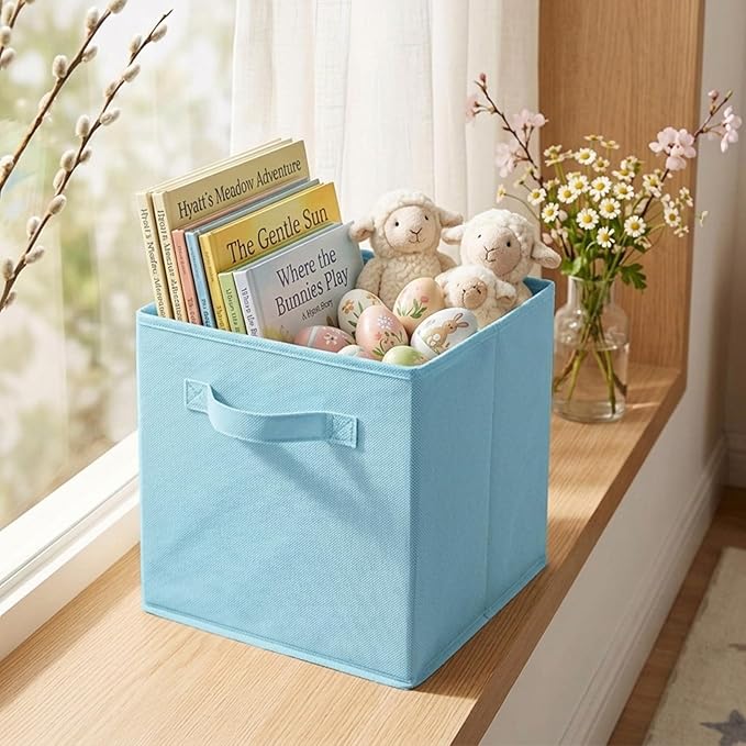 ShellKingdom Foldable Fabric Storage Cubes And Cloth Organizer Drawer For Closet And Toys, 6 Pack (Light Blue)