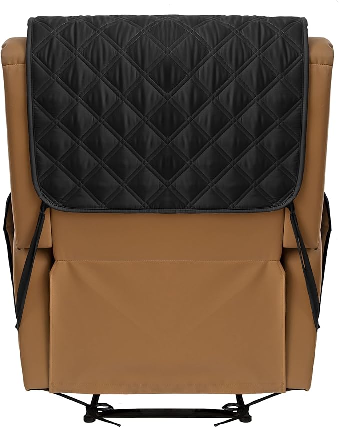 TOMORO Non-Slip Quilted Recliner Cover, 100% Waterproof Recliner Chair Slipcover Furniture Protector with Pockets, Washable Couch Cover with Elastic Straps for Kids and Pets，23 Inch