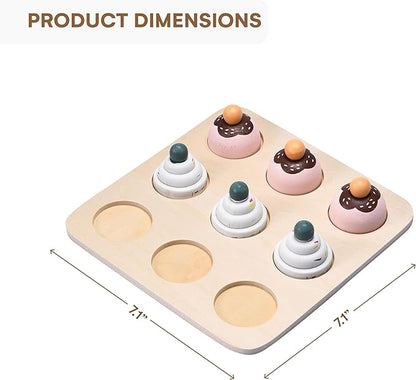 Childlike Behavior Toddler Toys Wood Puzzles - Montessori Toys to Learn Shapes, Colors, & Math Symbols for Preschool Kids, Boys & Girls - Early Educational Development (6 Cupcake pcs)