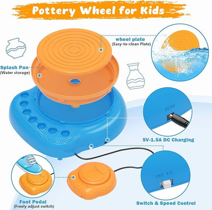 TingingYuli Pottery Wheel for Kids with Clay Kit - Arts and Crafts for Kids Ages 6-8 8-12, Complete Pottery Kit with Air Dry Clay and Painting Tools, Easter Christmas Birthday Gift for Boys Girls