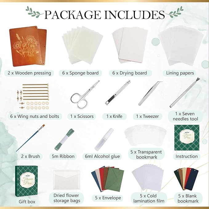 Aboofx Flower Press Kit, Craft Kits 15.7" x 11.8" 6 Layers Wooden Flower Pressing Kit for Crafts Pressed Flowers and Plant for DIY Art, Preservation for Bookmark Frame Wedding Drying Kits