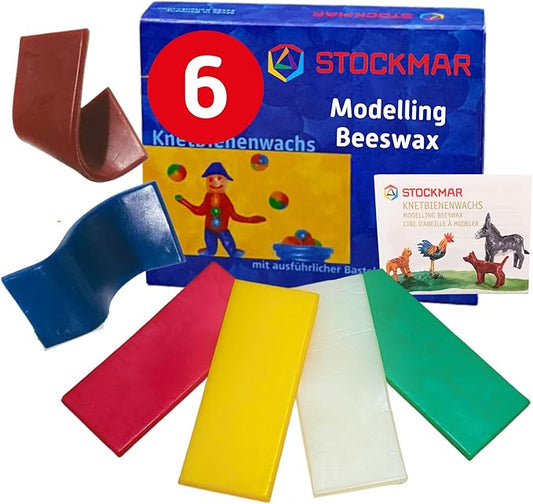 Stockmar Modelling Beeswax - 6 Color Beeswax Sheets Set - For Kids, Toddlers, and Artists looking for Waldorf Organic Art Supplies, Non Toxic Beeswax, Non Drying Beeswax Modeling Wax For Homeschoolers