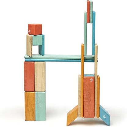 24 Piece Tegu Magnetic Wooden Block Set, Sunset, 1-99 years old