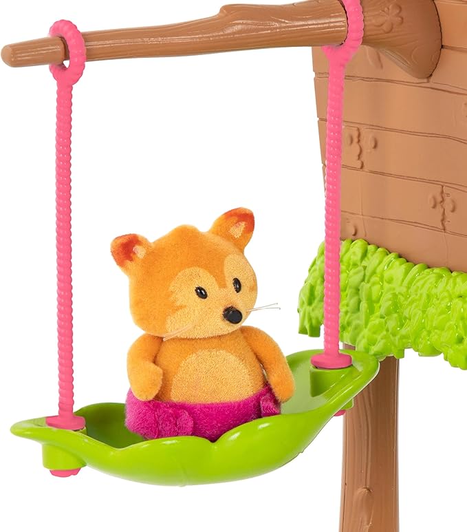 Li’l Woodzeez – 11 Pcs Tree House Playset for Doll Figures – Playhouse Playset with Ladder, Swing & More Accessories – Pretend Play Toy for Kids Age 3+