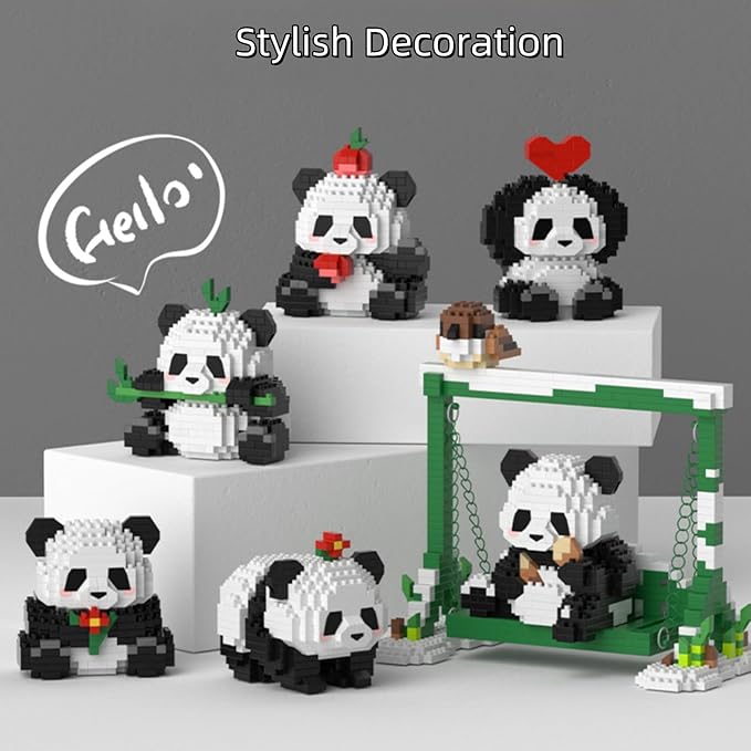 QMEAKMONY Mini Building Blocks Panda Sets Cute Micro Mini Panda Building Bricks for Adults Micro Nano Bricks Perfect Party Favors for Teenagers. (480 PCS)