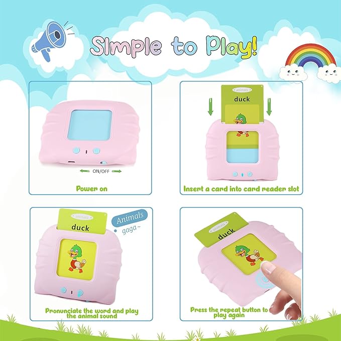 FREE TO FLY Learning Toys Flash Cards for Toddlers 2-4: 384 Sight Words Kindergarten Alphabet ABC Learning Card Machine Tater Tots Pocket Vocab Learning Gift for 2 3 4 5 6 Year Old Girls Boys