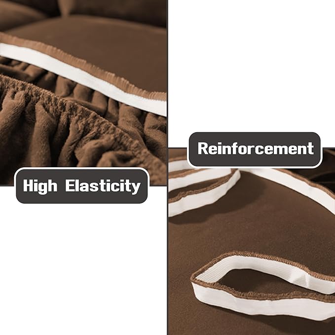 NORTHERN BROTHERS Stretchy Recliner Chair Covers, Velvet Recliner Covers, Lazy Boy Chair Cover (Brown, 3 Seat)