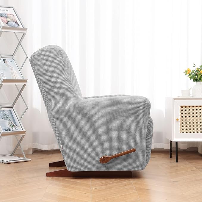 KEKUOU Recliner Chair Covers Lazy Boy Recliner Covers Stretch Couch Cover Slipcovers 1 Piece Furniture Protector with Elastic Bottom for Dog,Kids.(Recliner, Silver)