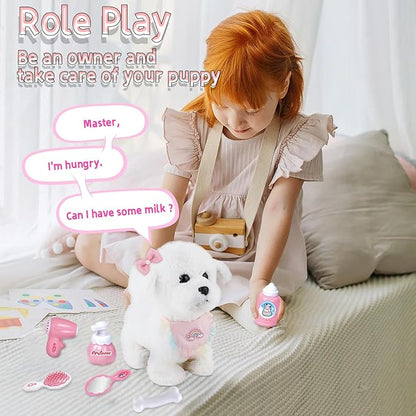 Jimate Puppy Toys for Kids, Toy Dogs That Walk and Bark, Walking Dog Toy for Kids with Leash, Interactive Stuffed Puppy with Remote Control, for Girls and Boys Aged 3-7 Year Old