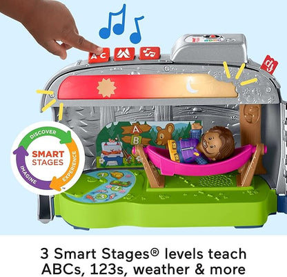 Fisher-Price Little People Toddler Toy Light-Up Learning Camper Playset with Smart Stages for Pretend Play Kids Ages 1+ Years