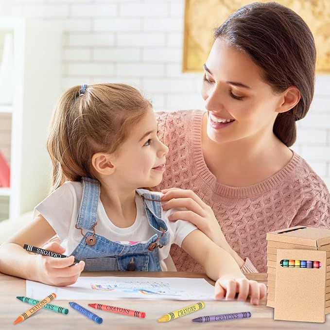 Crayons Bulk 8 Different Color Crayon Wrapped Wax Mini Boxes Bulk Party Favors Packs for Classroom Home Birthdays School Teachers(10 Packs)