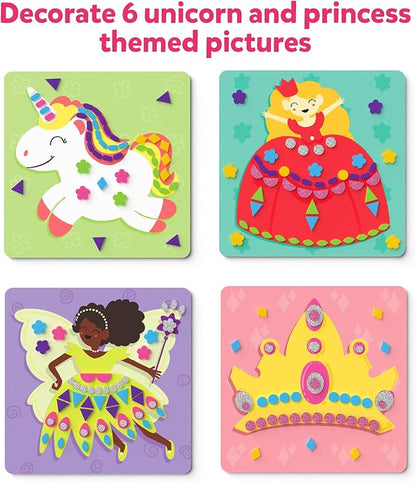 Skillmatics Art Activity - Fun with Foam Unicorns & Princesses, No Mess Felt Sticker Art for Kids, DIY Craft Kits, Valentine's Day Gifts for Boys & Girls Ages 3, 4, 5, 6, 7, Travel Toys