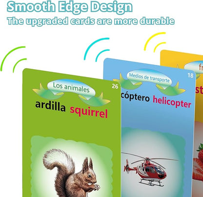 Spanish Learning Flash Cards for Toddlers 2-4 Years Bilingual Spanish English, Speech Therapy Toys, Preschool Educational Learning Talking Sight Words Flash Cards for Boys, 224 Sight Words