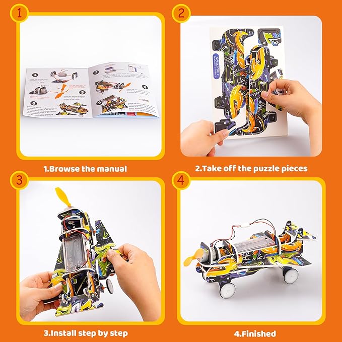 PLANEKO STEM Kits for Kids Age 8-10 3D Puzzles Model Car Building Kits for Boys STEM Projects Crafts Build Toy STEM Activities Toy for Boys 6 7 8 9 10 11 12 13 Year Old Birthday Gift