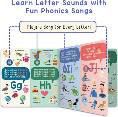 LEARNING BUGS Phonics Songs Book, 26 Letter Sound Songs, Preschool & Kindergarten Learn to Read for 3 Year olds, Perfect Toy and Gift for Toddlers Ages 2+