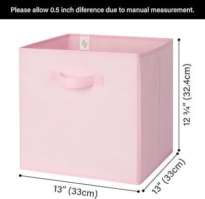 GRANNY SAYS Cube Storage, 13x13 Cube Storage Organizer Bins, Collapsible Storage Bins with Handle, Closet Storage Bins, Baskets for Shelves, Cubby Storage Organizer, Pink, 6-Pack
