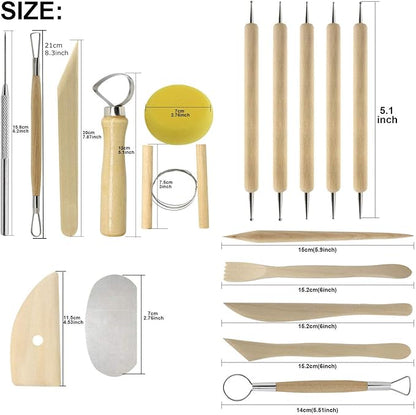 Pottery Sculpting Tools 32PCS Ceramic Clay Carving Tools Set for Beginners Expert Art Crafts Kid's After School Pottery Classes Club Children Students