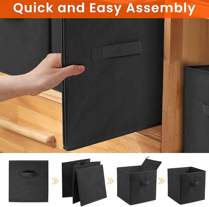 Criusia Storage Cubes - 11 Inch Heavy Duty Fabric Storage Bins for Shelves Closet, Cube Organizer - 8 Pack Collapsible Cube Storage Bins Baskets for Organizing Clothes Blankets Toys (Black)