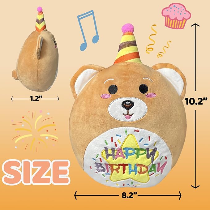 10’’ Happy Birthday Bear Plush Pillow Plush Toys for Kids Birthday Gift for Kids Toddlers