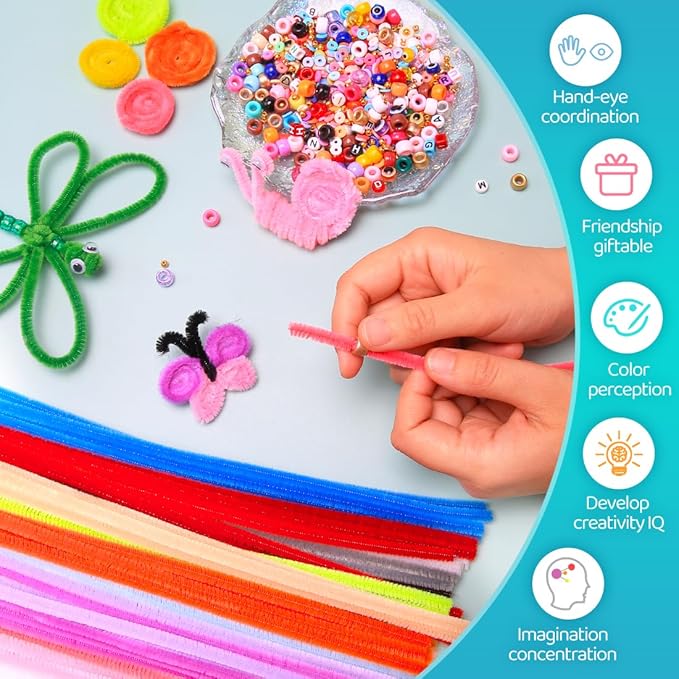 Iooleem 1000pcs Orange Pipe Cleaners, Chenille Stems, Pipe Cleaners for Crafts, Pipe Cleaner Crafts, Art and Craft Supplies.