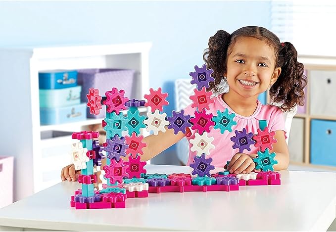 Learning Resources Gears! Gears! Gears! Deluxe Building Set Pink - 100 Pieces, Ages 3+ STEM Toys, Gears for Kids, Preschool Building Sets
