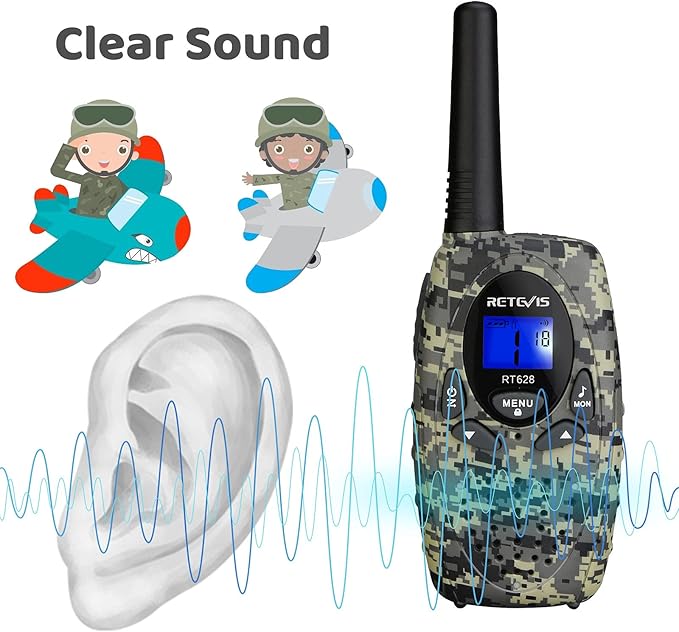 Retevis RT628 Kids Walkie Talkies,Army Toys for 6-12 Year Old Boys Girls,FRS Walky Talky with Key Lock,Gift for Outdoor Adventure Camping Hunt Trip(2 Pack,Camo)