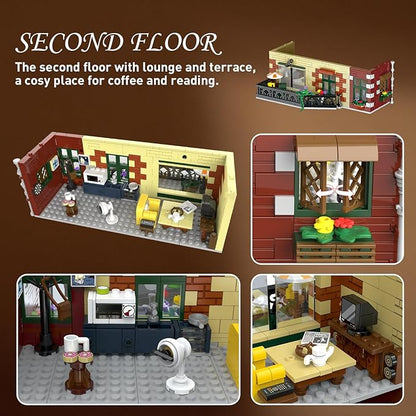 Coffee House Building Set with LED Light, 1589 PCS City Cafe Shop Building Block Toy with Stage Street Lights, Architecture Construction Model for Adults Teens Kids Ages 10 11 12+ Boys Girls