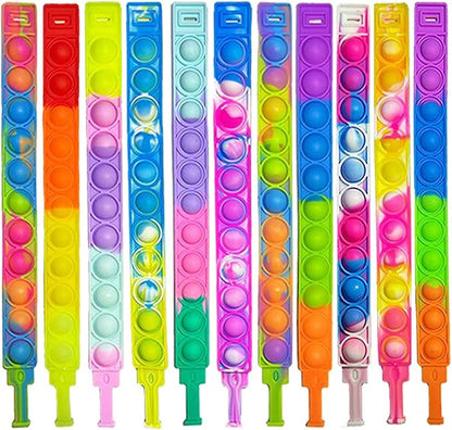 25PCS Push Pop Fidget Toy Fidget Bracelet, Durable and Adjustable, Multicolor Stress Relief Finger Press Bracelet for Kids and Adults ADHD ADD Autism
