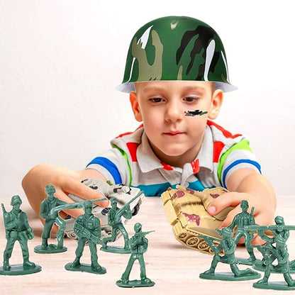 Golray Army Party Favors Camo Wristband Big Parachute Tanks Aircraft Keychain Army Men Soldier Figures Toys for Kids Boys Camouflage Military Camo Birthday Party Supplies Decoration Gift Bag Stuffers