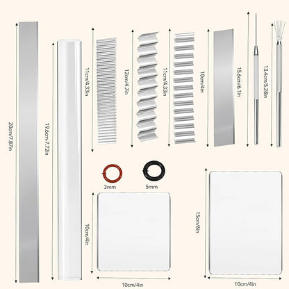Polymer Clay Cutter Tools, Acrylic Roller Pin, 5 Pieces Flexible Clay Cutters, Ceramic Cutters Slicer Kit Clear Rectangle Sheet Press Board Wire Texture Set Needle Detail Modelling Supplies