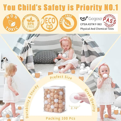 GOGOSO Bear Ball Pit Balls Shapes BPA Free Plastic Play Balls Crush Proof Kids Toddlers Baby Pastel Pelotas Toy Shaped Giant Friendship Bracelet