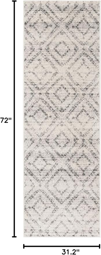 SAFAVIEH Adirondack Collection Runner Rug - 2'6" x 6', Light Grey & Grey, Modern Diamond Distressed Design, Non-Shedding & Easy Care, Ideal for High Traffic Areas in Living Room, Bedroom (ADR131C)