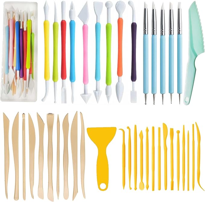 Y9A5N0K3O Clay Tools Kit,41pcs,Plastic Polymer Clay Sculpting Tools Kit for Kids Adults,Pottery Craft,Embossing,Shaping,Sculpting,Modeling