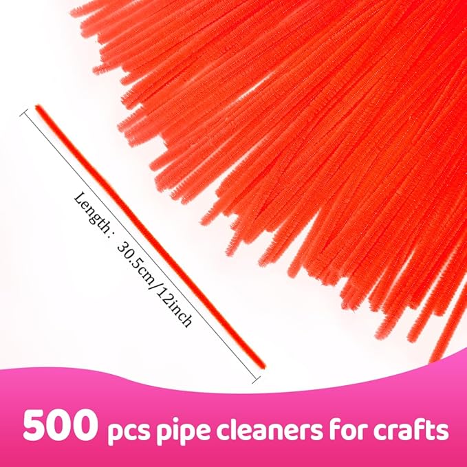 Praisebank 500pcs Orange Pipe Cleaners, Pipe Cleaners, Pipe Cleaners for Crafts.